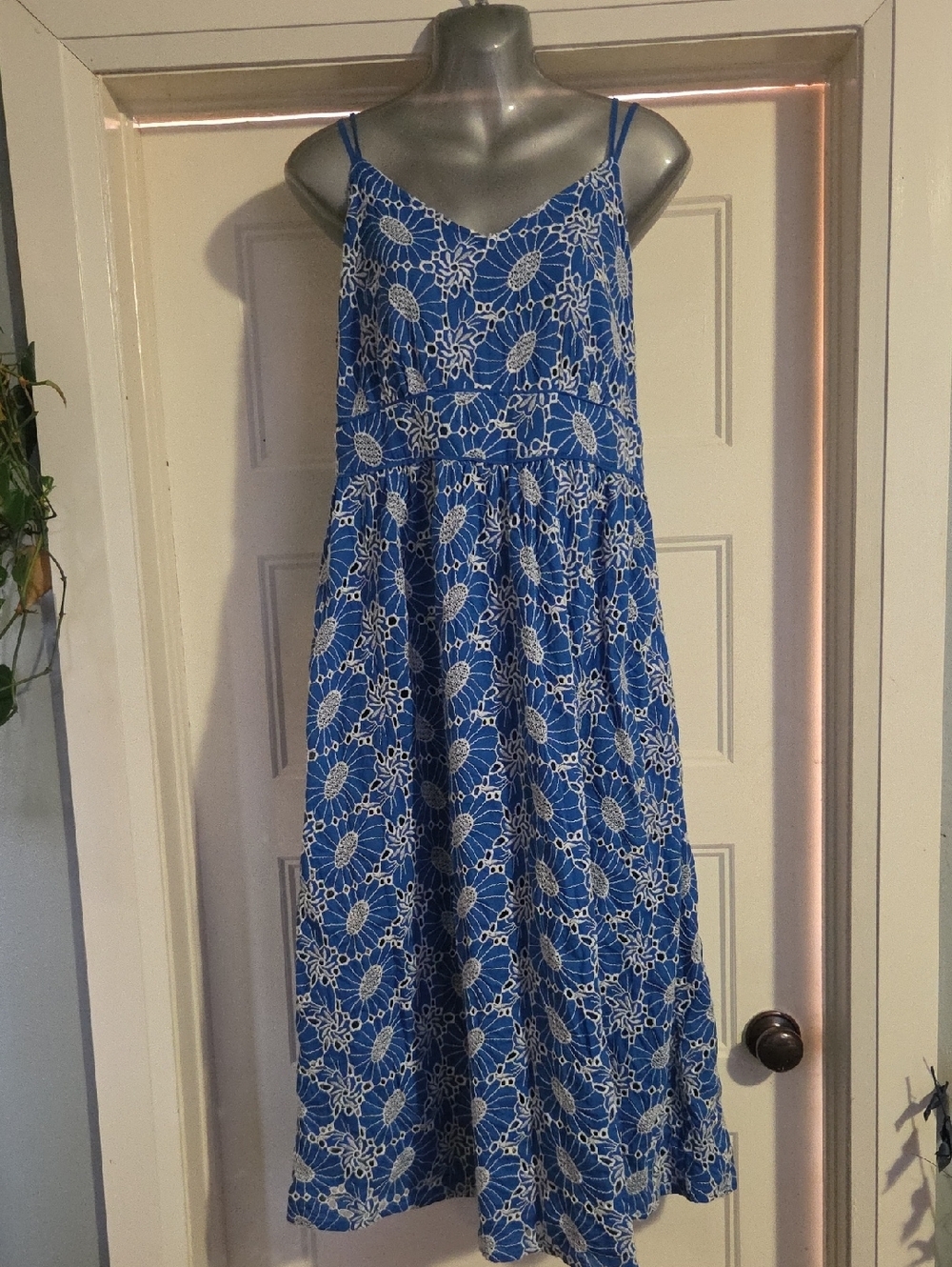 Fat Face Blue Floral Lace-Detail Sundress